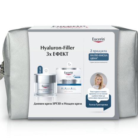 EUCERIN PROMO HYALURON FILLER SPF30 дневен крем за всеки тип кожа 50ml + Нощен 50ml -30%