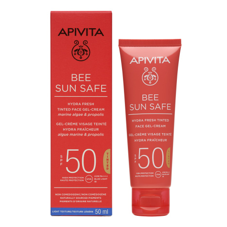 APIVITA BEE SUN SAFE Тониран хидратиращ освежаващ гел-крем за лице SPF50 50ml