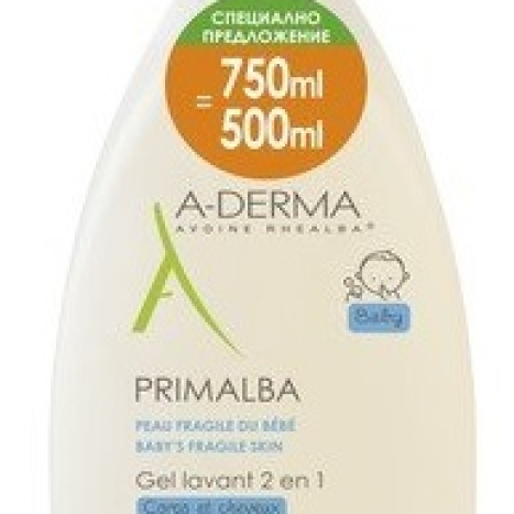A-DERMA PRIMALBA gentle cleansing gel 750ml for the price of 500ml