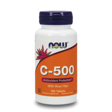 NOW VITAMINE C-500 with Rose Hips Vitamin C x 100 tabl