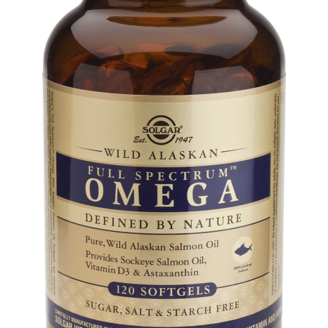 SOLGAR FULL SPECTRUM OMEGA WILD ALASKAN SALMON OIL Fish oil from Wild Alaskan salmon x 120 caps