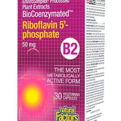 NATURAL FACTORS BioCoenzymated Vitamin B2 (Riboflavin 5-phosphate) 50 mg x 30caps