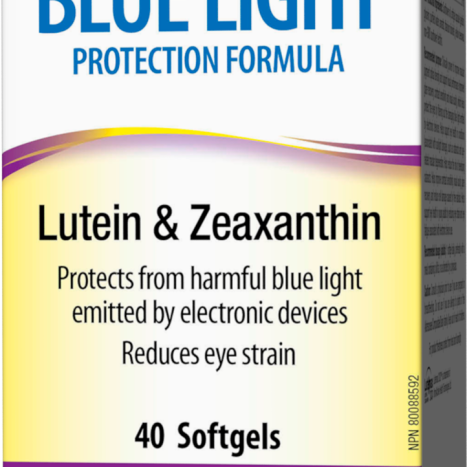 WEBBER NATURALS BLUE LIGHT DRY EYES PROTECTION FORMULA vision support with Lutein + Zeaxanthin x 40 softgels