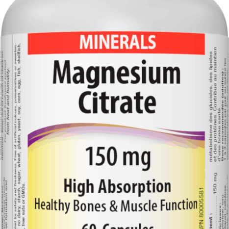 WEBBER NATURALS MAGNESIUM CITRATE 150mg to support bones and teeth x 60 caps
