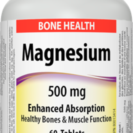 WEBBER NATURALS MAGNESIUM 500mg optimal absorption to support muscles and heart x 60 tabl