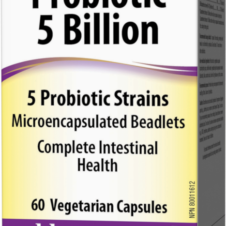 WEBBER NATURALS PROBIOTIC 5BILLON active probiotics, 5 probiotic strains x 60 caps