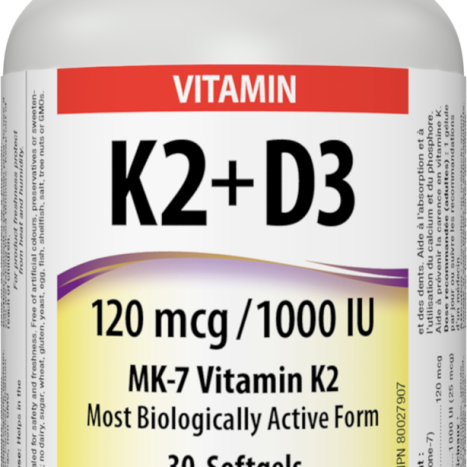 WEBBER NATURALS VITAMIN K2+D3 Vitamin K2+ D3 x 30 softgels