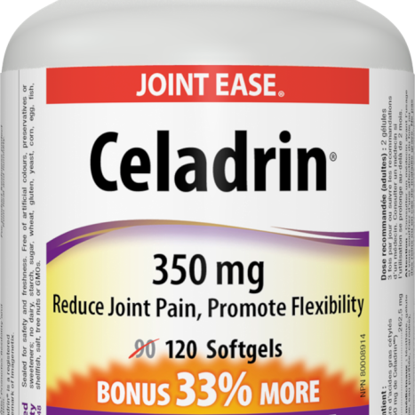 WEBBER NATURALS CELADRIN 350mg supports mobility and reduces joint pain x 120 softgels