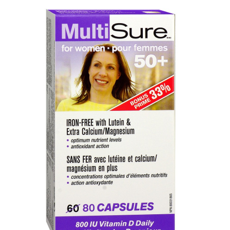 WEBBER NATURALS MULTI SURE multivitamins for women 50+ with lutein, calcium and magnesium x 80caps