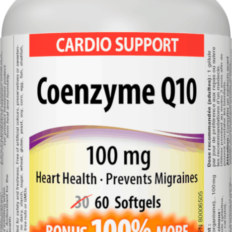 WEBBER NATURALS COENZYME Q10 100mg Coenzyme for the cardiovascular system x 60 softgels