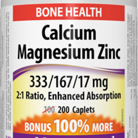 WEBBER NATURALS CALCIUM MAGNESIUM ZINC for bones and teeth x 200 tabl
