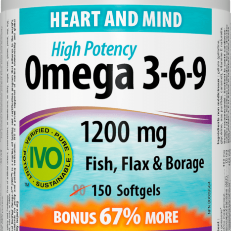 WEBBER NATURALS OMEGA 3-6-9 1200mg Complex of fish oil, linseed oil and borage oil x 150 softgels