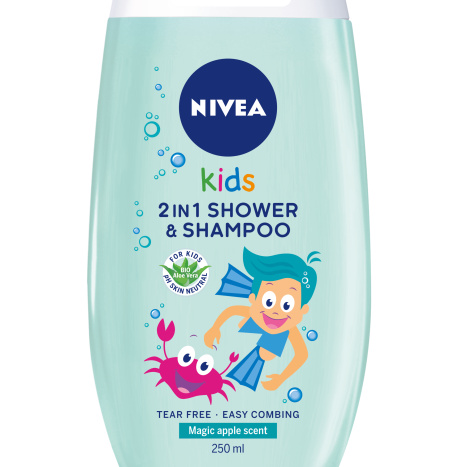 NIVEA Kids Children's 2 in 1 shower gel and shampoo for boys 250ml