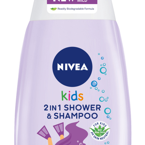 NIVEA Kids Children's 2 in 1 shower gel and shampoo for girls 500ml