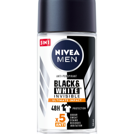 NIVEA MEN Deo Roll-On for men Invisible on Black & White Ultimate Impact 50ml