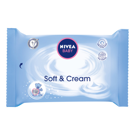 NIVEA Baby Wipes Soft & Cream with soft cream pack x 63