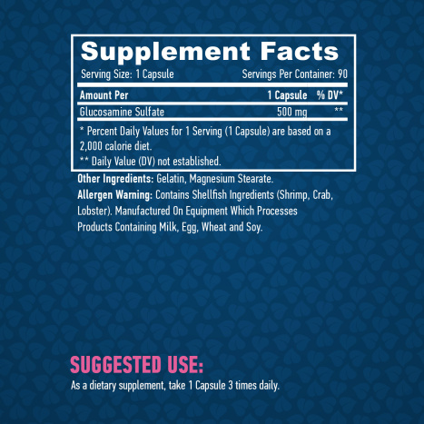 HAYA LABS GLUCOSAMINE SULFATE Glucosamine sulfate for healthy joints 500mg x 90 caps