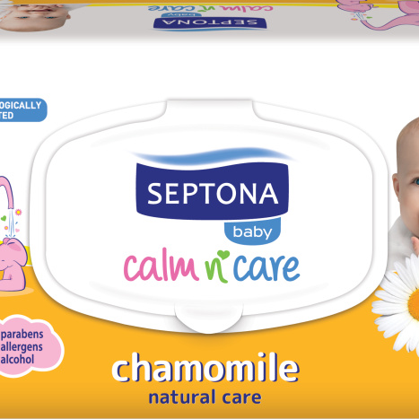 SEPTONA CHAMOMILE BABY бебешки мокри кърпи с лайка x 64