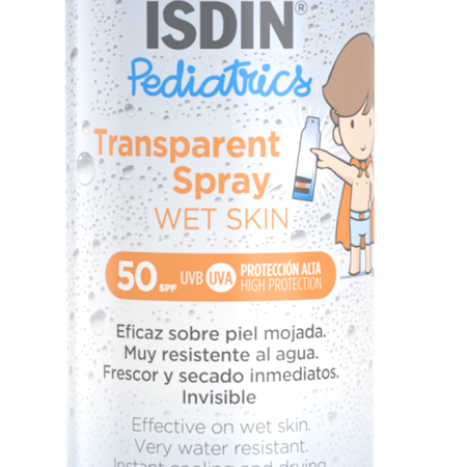 ISDIN FOTOPROTECTOR Pediatrics Wet Skin Transparent Spray Слънцезащитен прозрачен спрей за деца, с ултра лека текстура SPF50 250ml