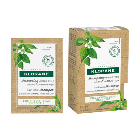 KLORANE Mask-shampoo 2in1 powder mask with organic nettle and clay 3g x 8sach