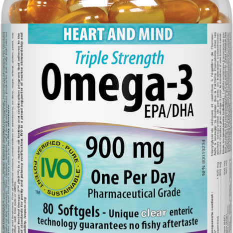 WEBBER NATURALS TRIPLE STRENGTH Omega-3 EPA/DHA Omega-3 Fatty Acids x 80 softgels