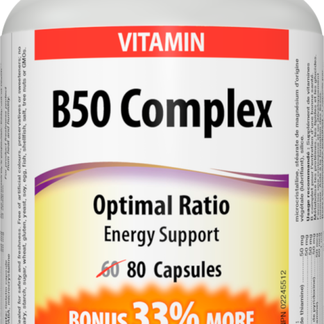 WEBBER NATURALS B50 COMPLEX Витамини от групата Б 50mg x 80 caps