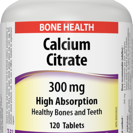 WEBBER NATURALS CALCIUM CITRATE 300mg for healthy bones and teeth x 120 tabl