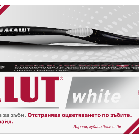 LACALUT PROMO WHITE паста за зъби 75ml + четка за зъби Black edition