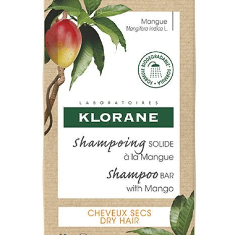 KLORANE Твърд шампоан за суха коса с масло от манго 80g