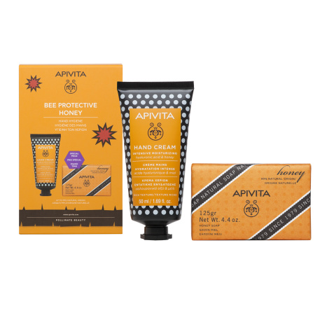 APIVITA PROMO BEE PROTECTIVE HONEY hand cream with honey and hyaluronic acid 50ml + soap with honey 125g