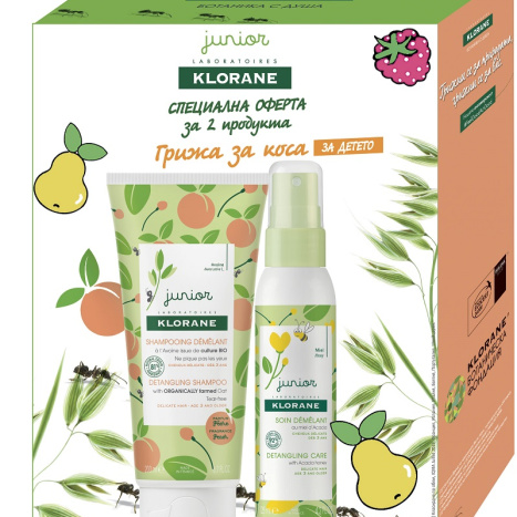 KLORANE PROMO PETIT JUNIOR shampoo for brushing with peach 200ml + spray for brushing 125ml promo price