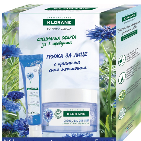 KLORANE PROMO BLEUET Aqua cream with organic blue cornflower 50ml+roll-on for tired eyes 15ml