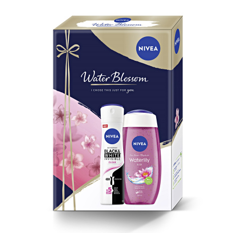 NIVEA PROMO Спрей дамски Invisible on Black & White Clear 150ml +Душ гел Water Lily & Oil 250ml