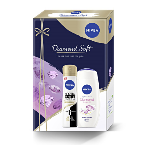 NIVEA PROMO Women's spray Invisible on Black & White Silky Smooth 150ml + Shower gel Diamond & Argan oil 250ml