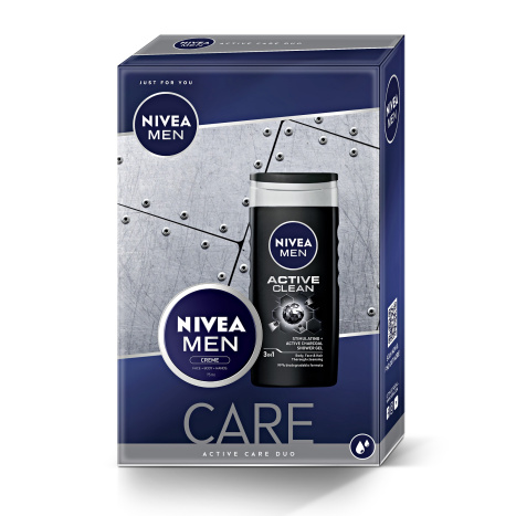NIVEA PROMO MEN Душ-гел Active Clean 250ml+ Крем за мъже 75ml