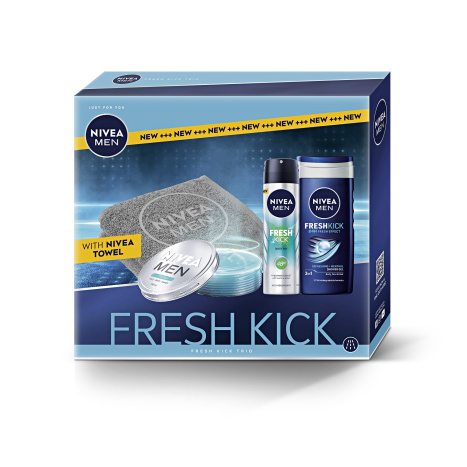 NIVEA PROMO MEN Deo Spray for men Fresh Kick 150ml+ Shower gel Cool Kick 250ml + Cream for men Fresh Kick 150ml