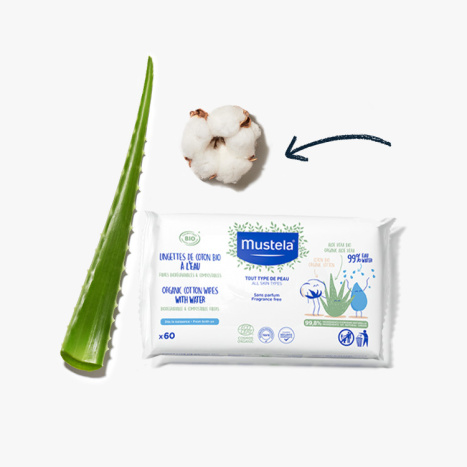 MUSTELA BEBE wet wipes with organic cotton 99% water x 60