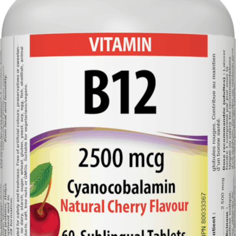 WEBBER NATURALS B12 CYANOCOBALAMIN Витамин Б-12 2500mcg x 60 subl tabl