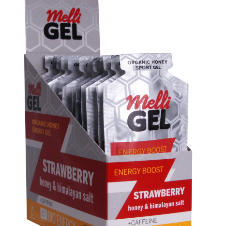 MELLIGEL Strawberry+caffeine - BIO energy gel x 12