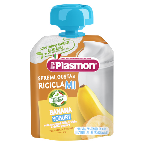 PLASMON плодова закуска с банан и йогурт 6+м 85g 9730