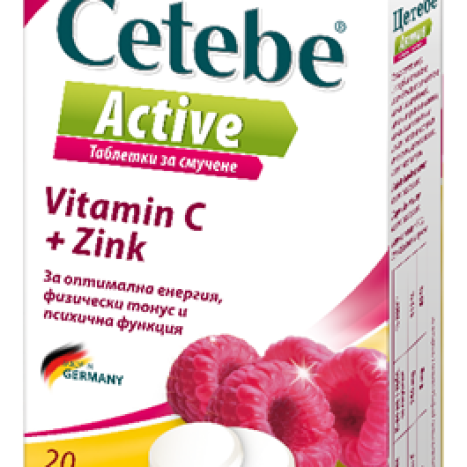 CETEBE ACTIVE Vitamin C + Zink for energy and tone with raspberry flavor x 20 tabl