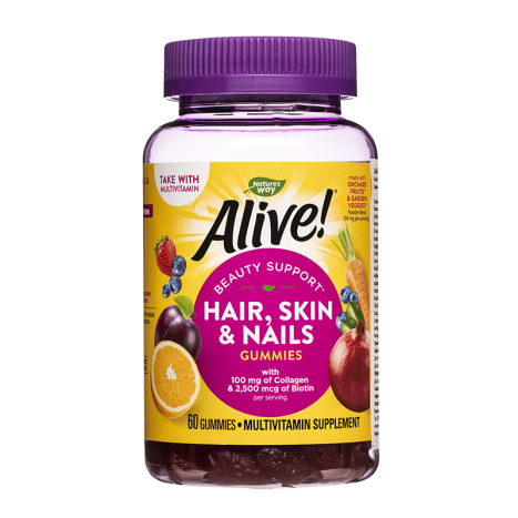 NATURES WAY ALIVE for hair, skin and nails x 60 gum tabl