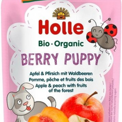 HOLLE Organic pouch puree apples, peaches and berries 100g