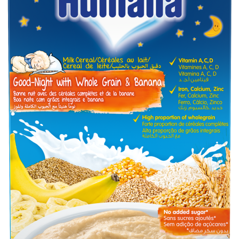 HUMANA MILK PUZZLE GOOD NIGHT whole grain food with banana and milk from the 6th month 200g