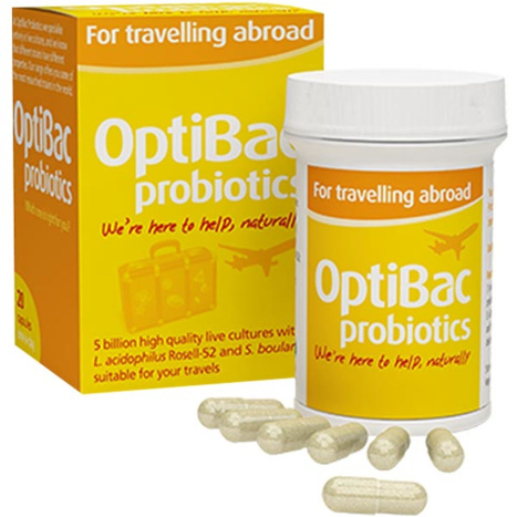 OPTIBAC PROBIOTICS пробиотик при пътуване в чужбина x 20 caps