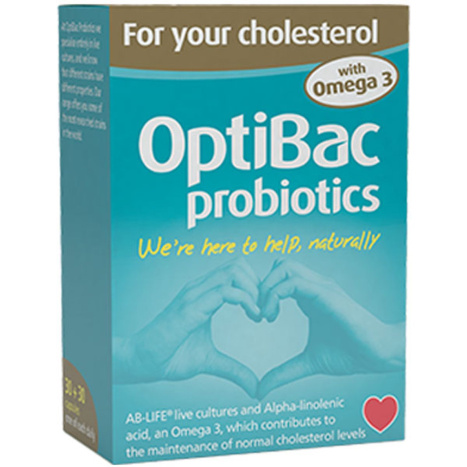 OPTIBAC PROBIOTICS пробиотик с омега-3 при висок холестерол x 30+30 caps