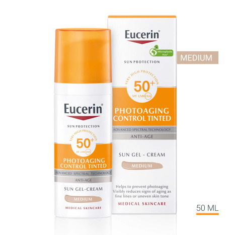 EUCERIN SUN SPF50 Оцветен слънцезащитен крем за лице против фотостареене тъмен  цвят Medium 50ml