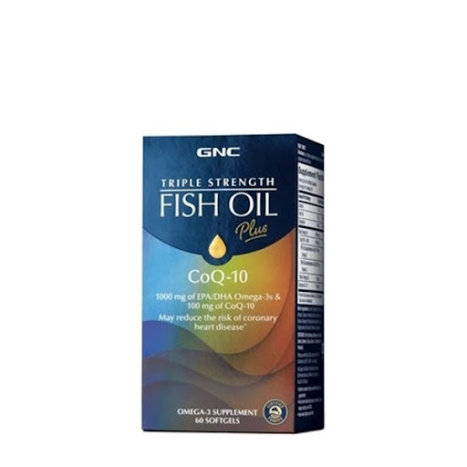 GNC TRIPLE STRENGTH FISH OIL PLUS CO Q-10 Рибено масло и Q-10 за здраво сърце x 60caps 736021