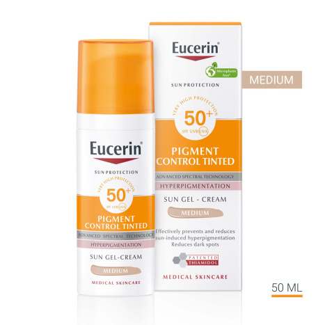 EUCERIN SUN PIGMENT CONTROL SPF50+ Оцветен слънцезащитен гел-крем за лице тъмен 50ml