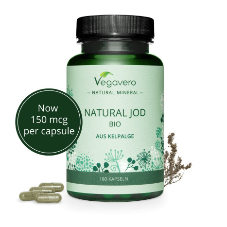 VEGAVERO NATURAL IOD Bio Aus Kelpalge iodine from natural algae for the thyroid gland x 180caps